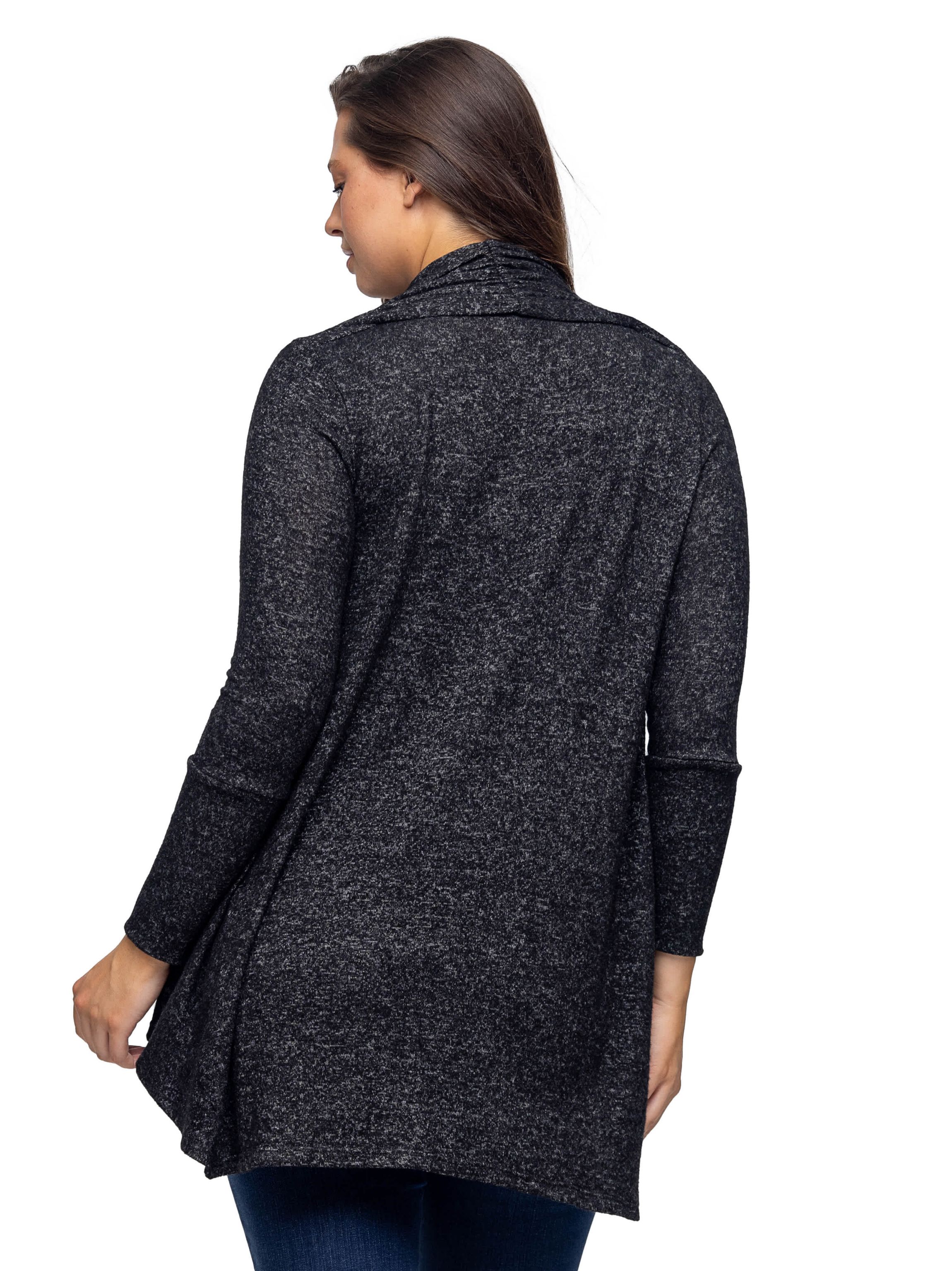 24seven Comfort Apparel Open Front Long Sleeve High Low Cozy Cardigan