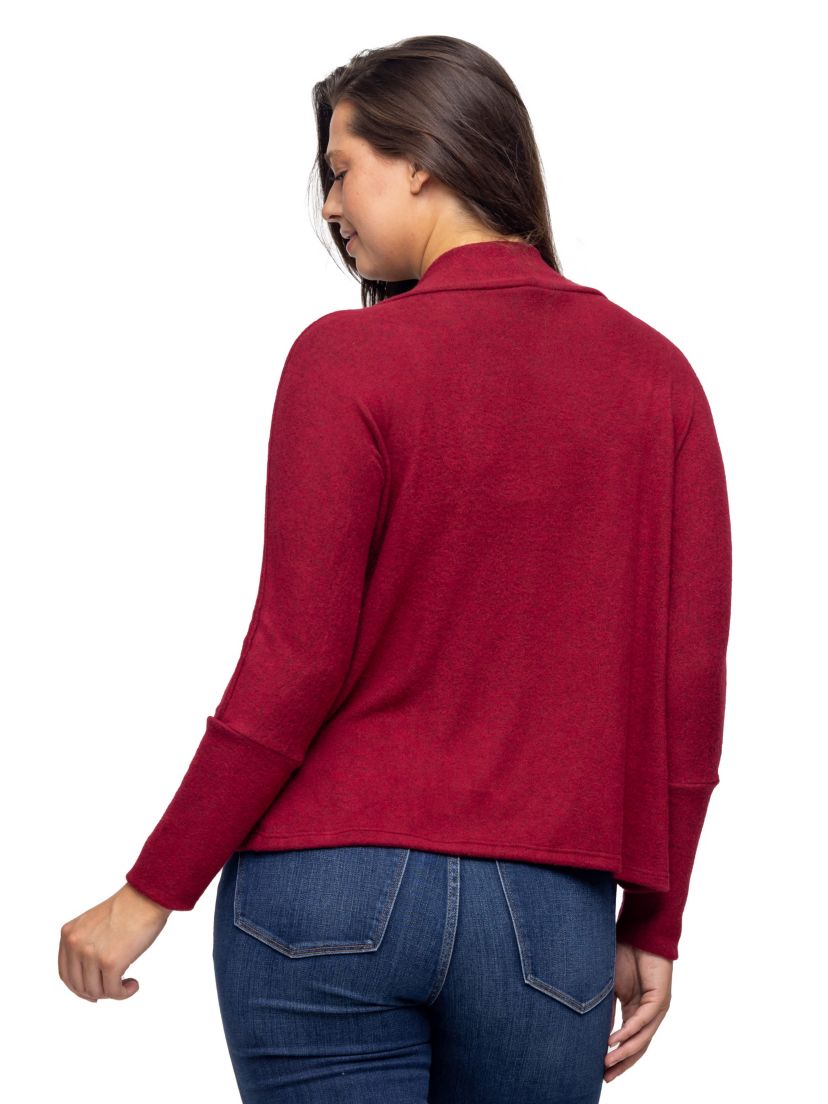 24seven Comfort Apparel Curved Hem Open Front Long Womens Bolero Shrug