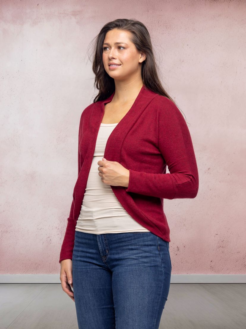 24seven Comfort Apparel Curved Hem Open Front Long Womens Bolero Shrug