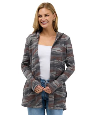 24seven Comfort Apparel Essential Womens Hooded Open Front Cardigan Jacket