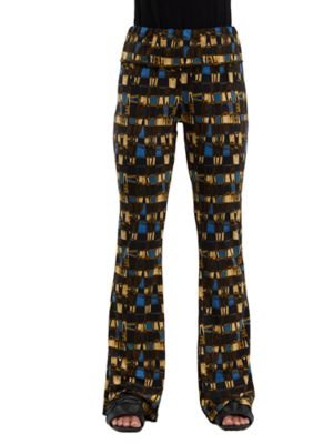 24seven Comfort Apparel Essential Womens Geometric Bell Bottom Foldover Waist Sweatpants
