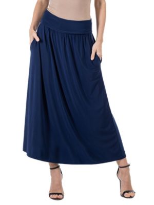 24seven Comfort Apparel Womens Foldover Maxi Skirt With Pockets
