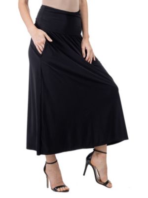 Womens Foldover Maxi Skirt With Pockets