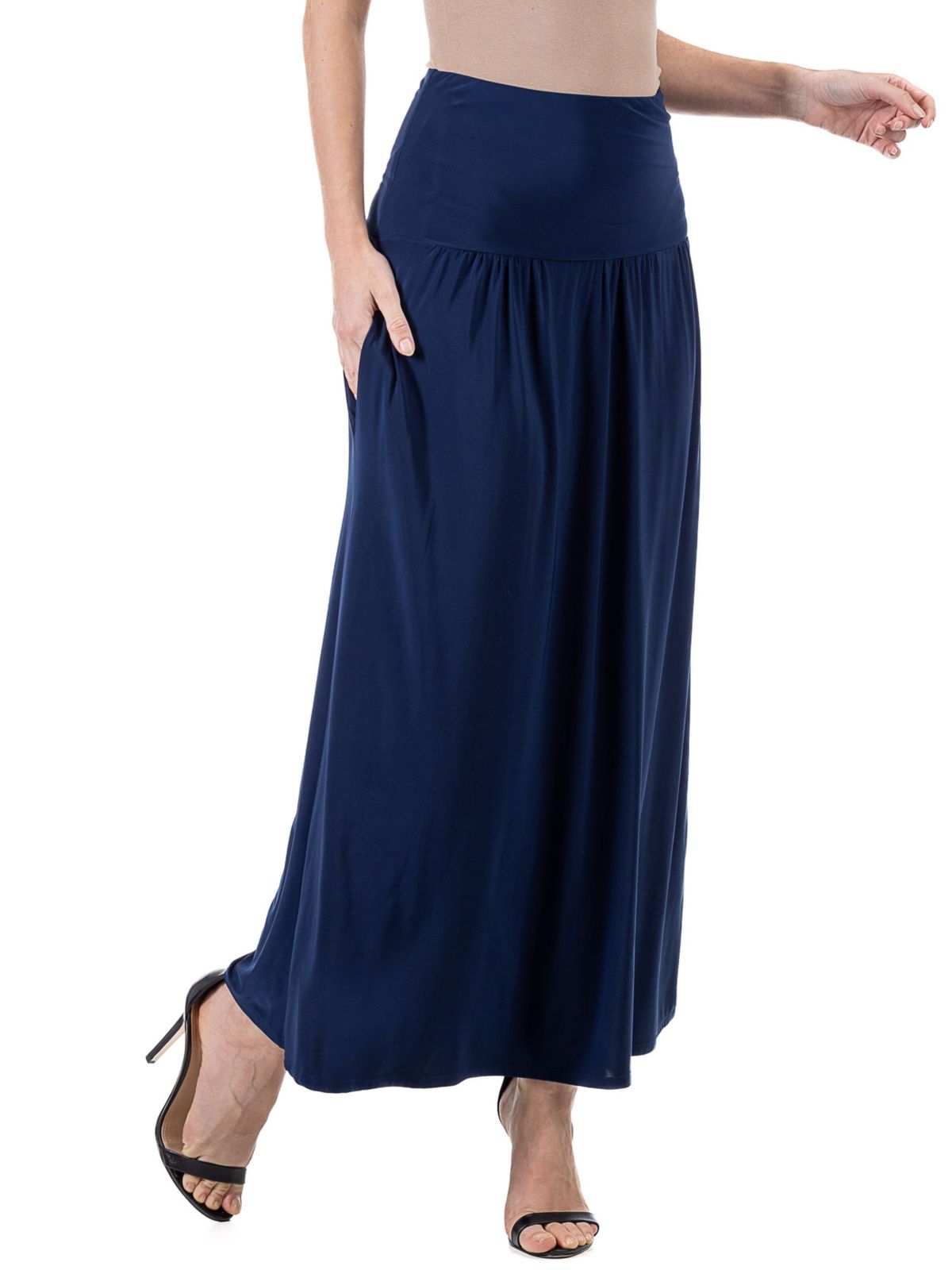 Womens Foldover Maxi Skirt With Pockets