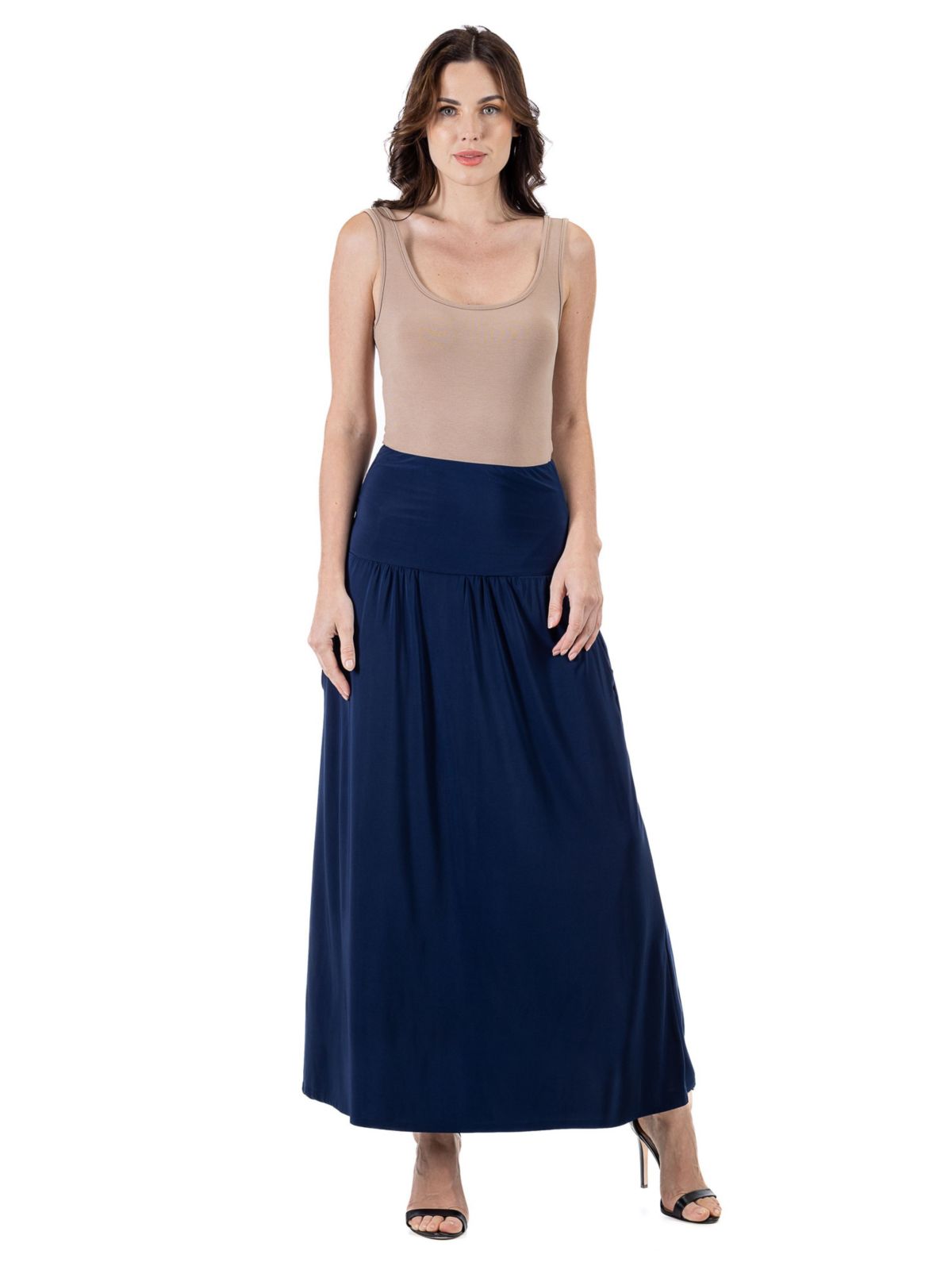 Womens Foldover Maxi Skirt With Pockets