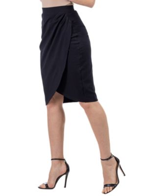 Elastic Waist Knee Length Tulip Pencil Skirt