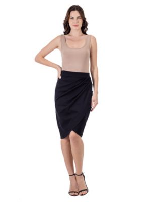 Elastic Waist Knee Length Tulip Pencil Skirt