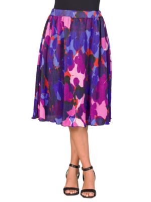 24seven Comfort Apparel Womens Multicolor Accordion Pleated Elastic Waistband Party Midi Skirt