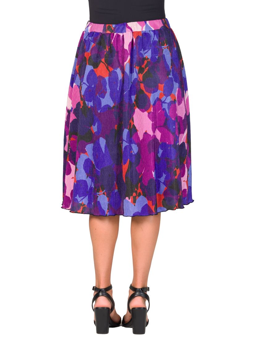 24seven Comfort Apparel Womens Multicolor Accordion Pleated Elastic Waistband Party Midi Skirt