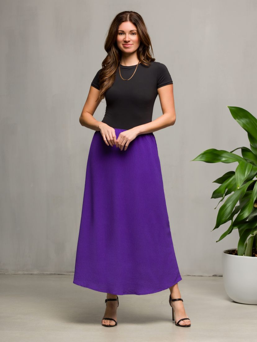 Womens Elastic Waist A Line Maxi Skirt