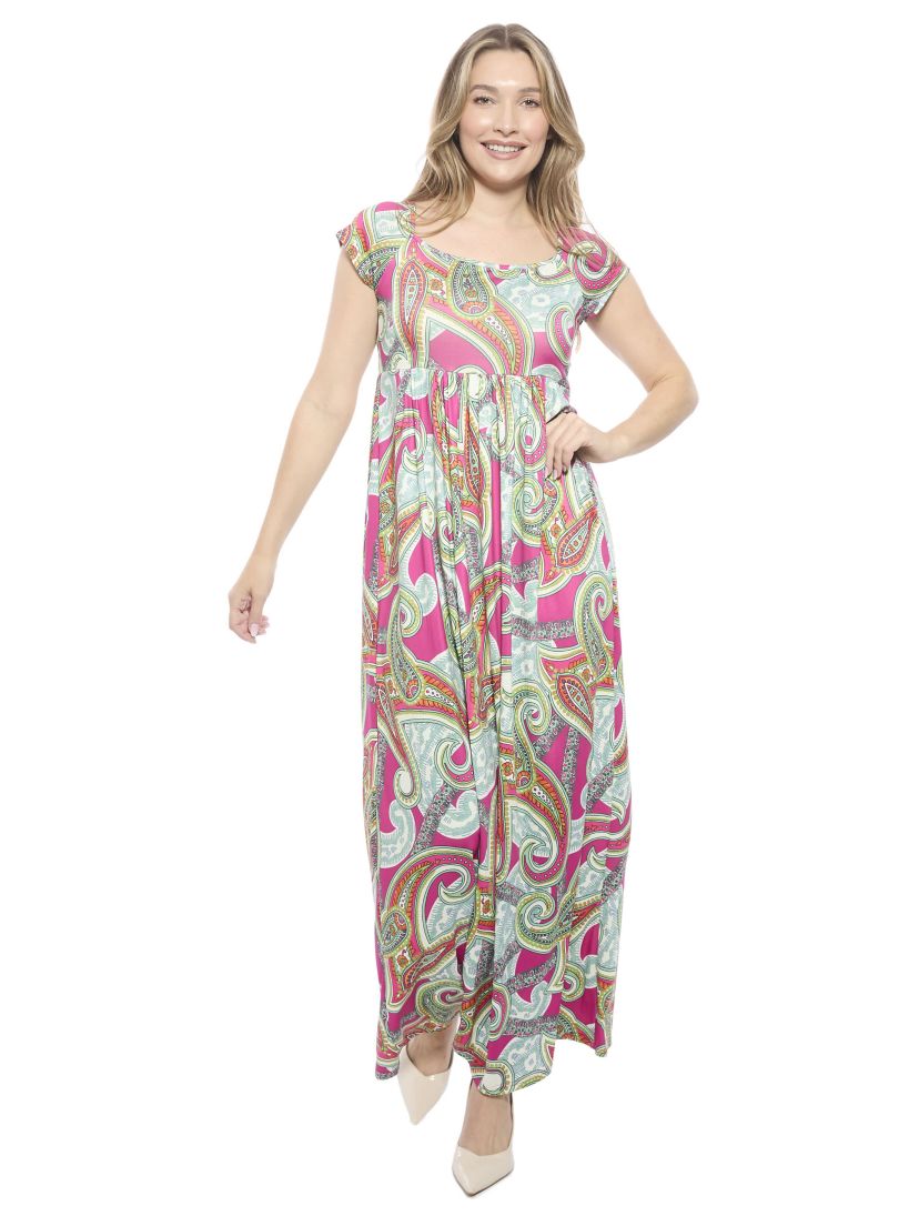 paisley a line dress Adult Ancient Imprint Paleo Paisley V-Neck A-Line Dress with Sleeves and Pockets 20-22
