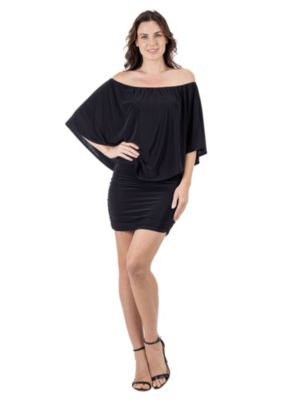 24seven Comfort Apparel Women's Convertible Bodycon Mini Dress Ruffled Sleeve