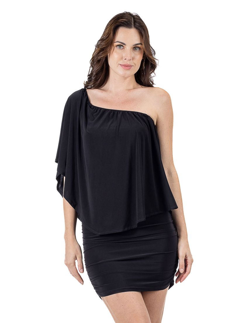 Convertible Bodycon Mini Dress Ruffled Sleeve