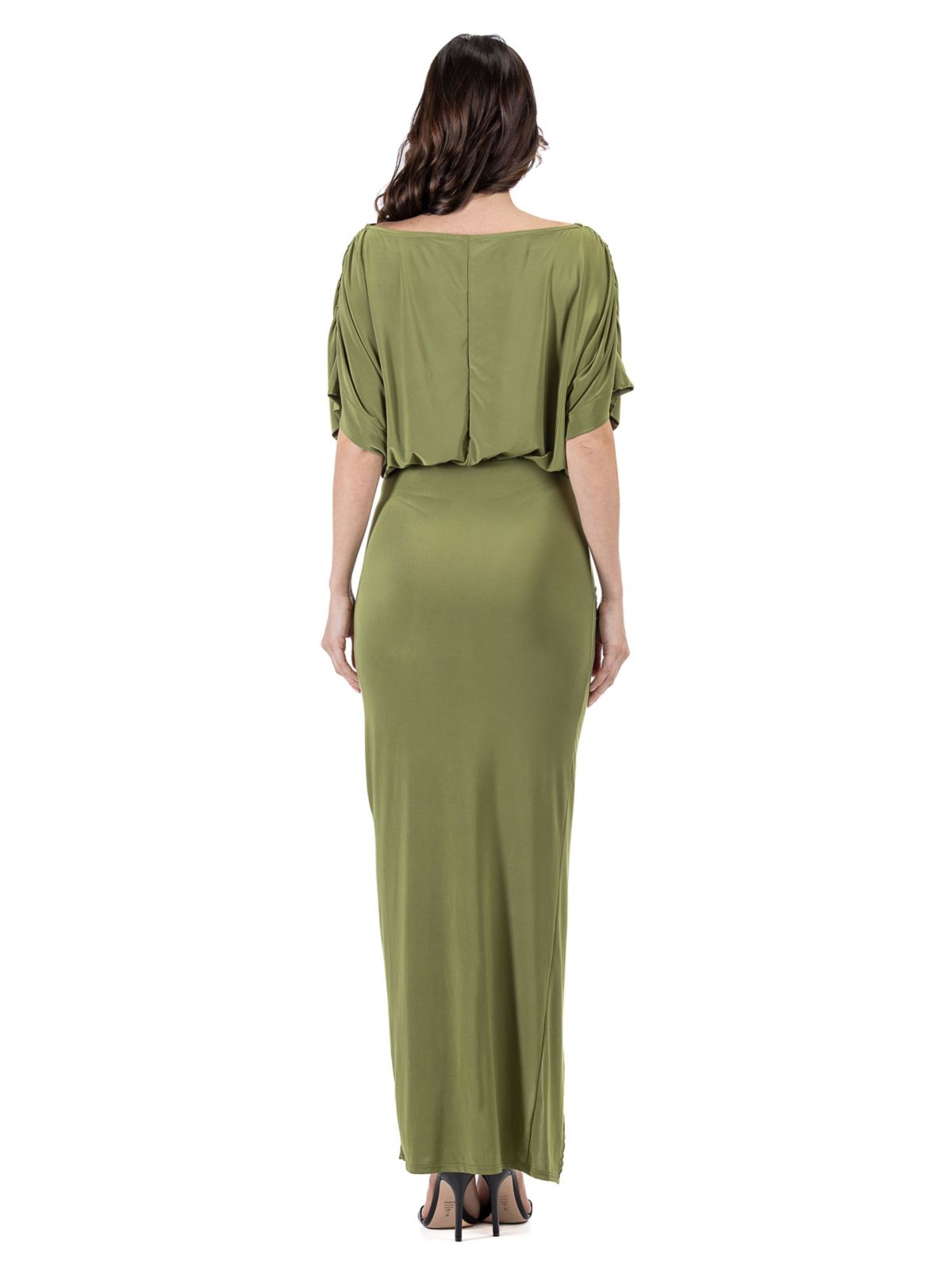Long Sleeve V Neck Side Slit Maxi Dress