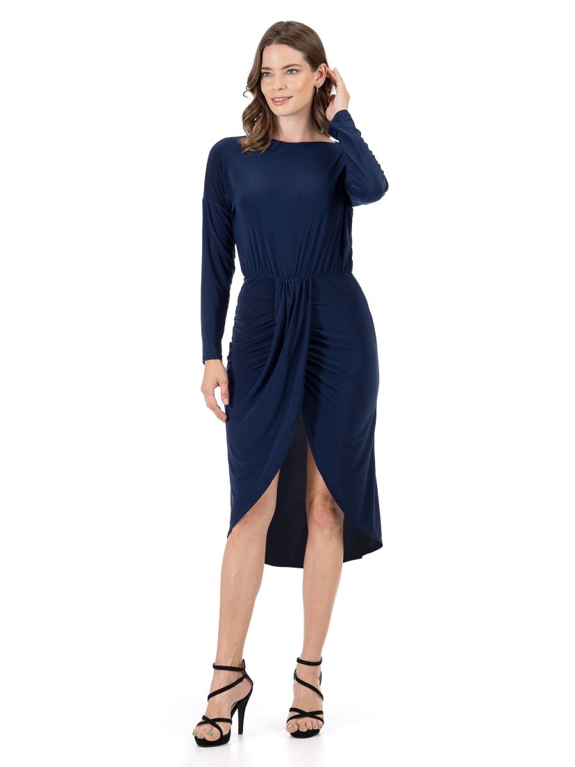 Long Sleeve Dressy Tulip Skirt Knee Length Dress