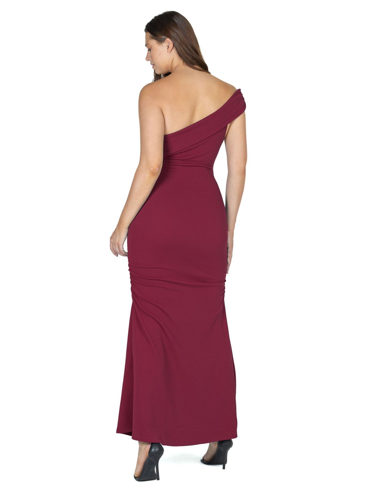 Formal One Shoulder Rouched Mermaid Maxi Dress