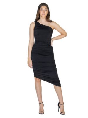 24seven Comfort Apparel Womens One Shoulder Ruched Bodycon Dress