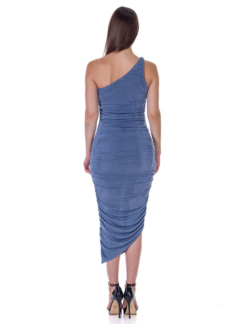 Womens One Shoulder Ruched Bodycon Dress