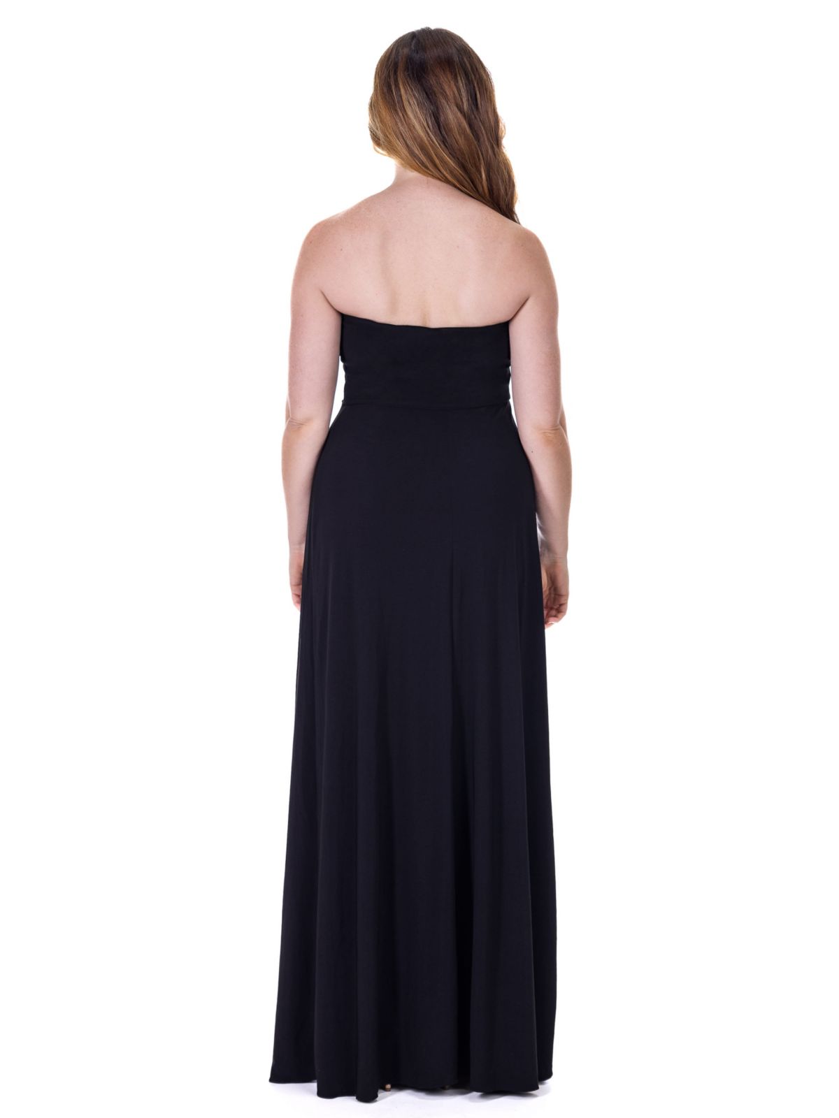 Womens Pleated A Line Strapless Maxi Dress With Pockets