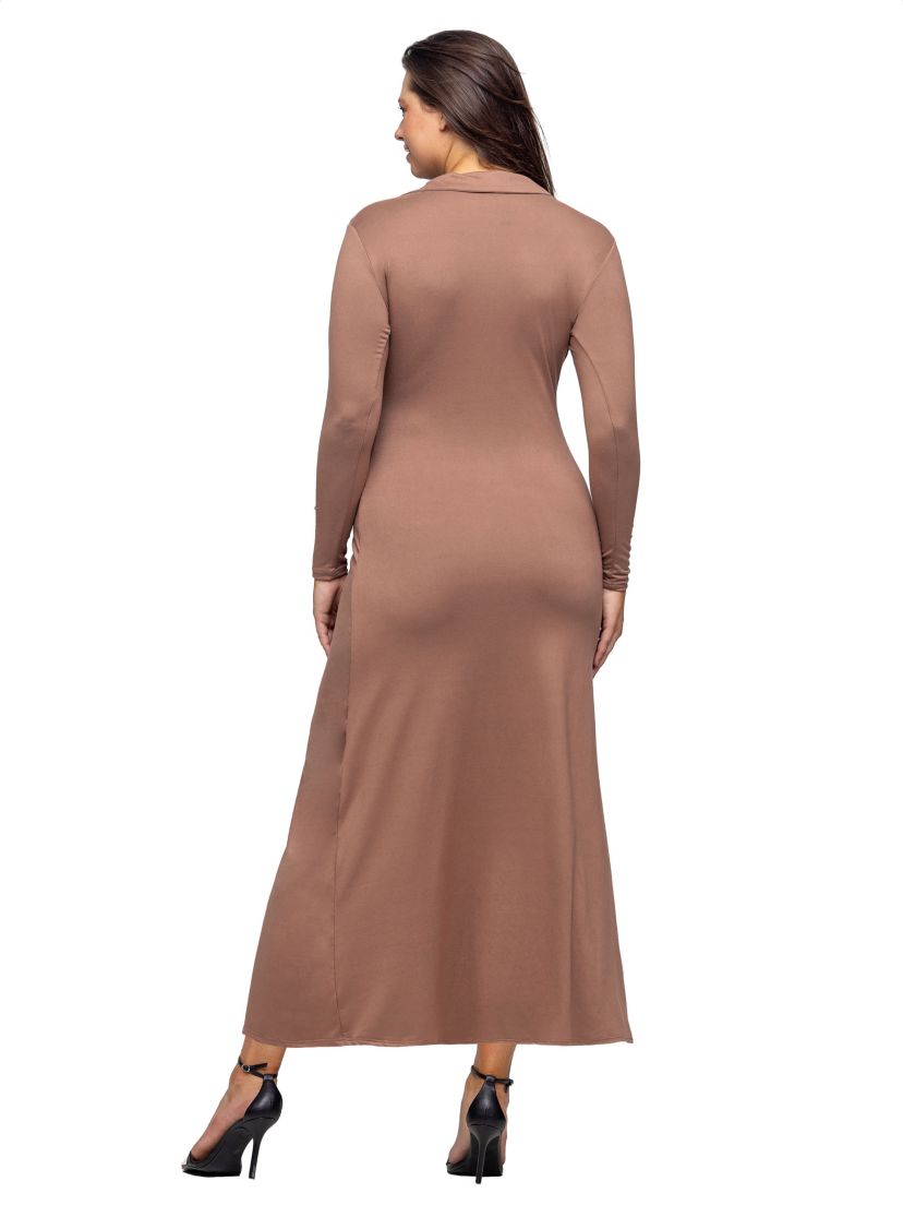 Womens Comfortable Collared Wrap Maxi Dress