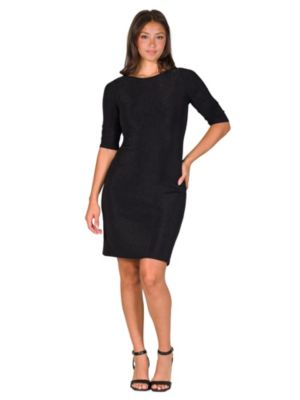 24seven Comfort Apparel Womens Elbow Length Sleeve Shimmer Bodycon Mini Party Dress