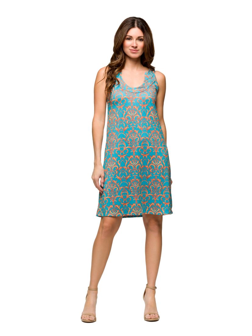 Womens Teal Sleeveless Knee Length Shift Dress