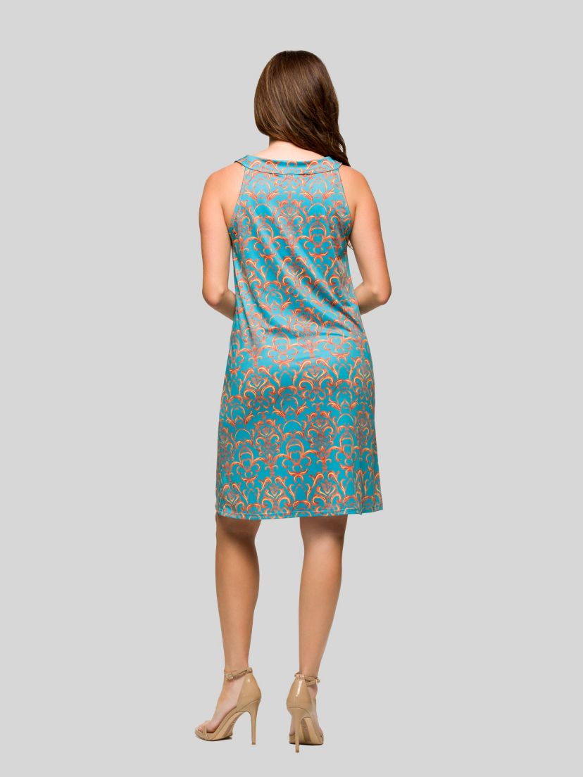 Womens Teal Sleeveless Knee Length Shift Dress