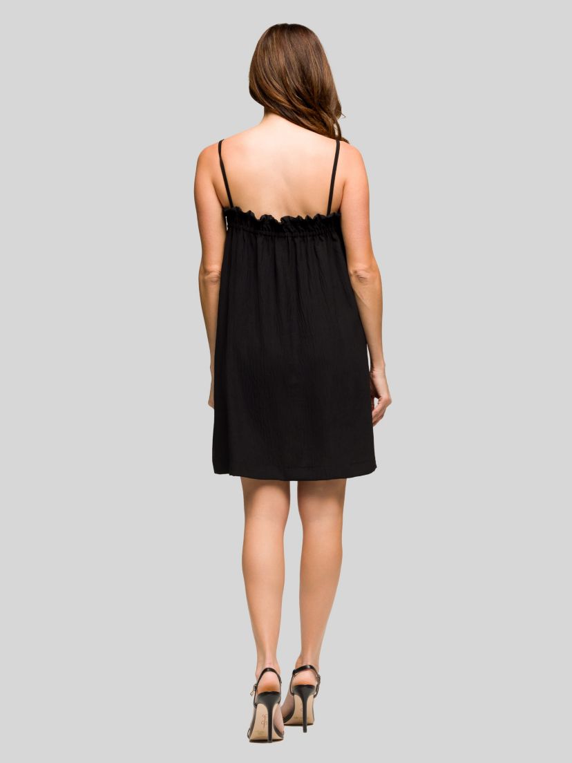 Womens Square Neck Spaghetti Strap Smocked Pocket Mini Dress