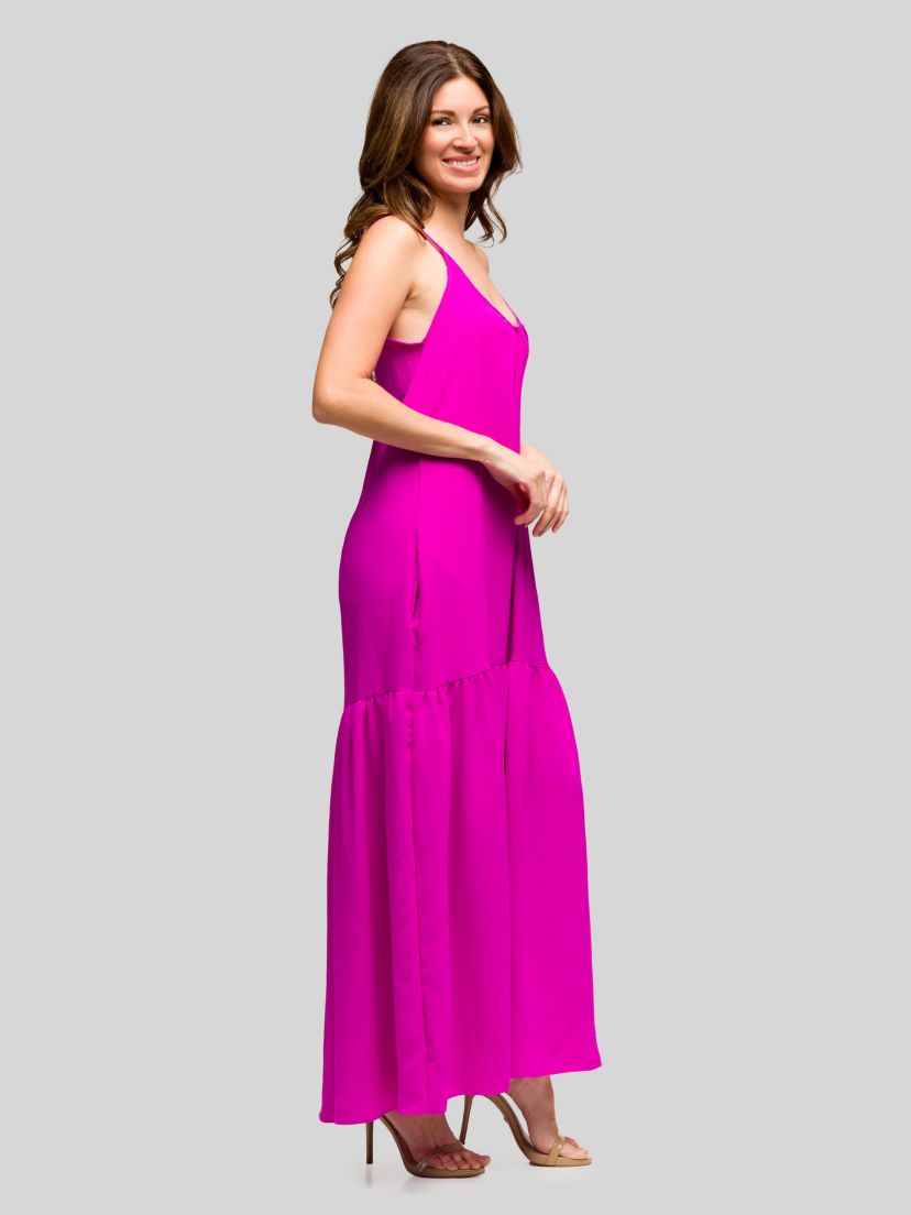 Womens Lightweight Spaghetti Strap Pocket Maxi Dress