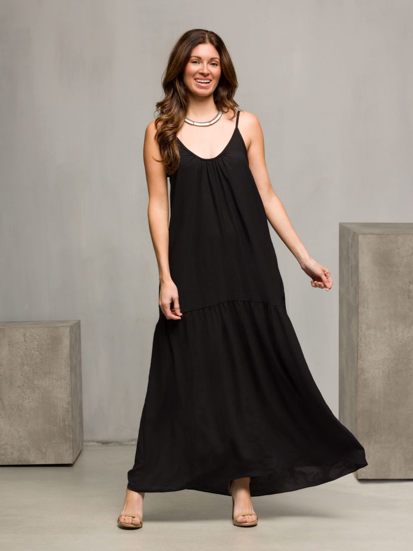 Womens Lightweight Spaghetti Strap Pocket Maxi Dress