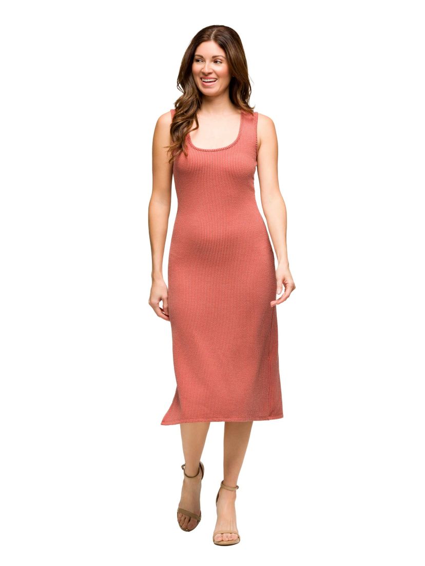 Womens Fitted Sleeveless Side Slit Midi Dress