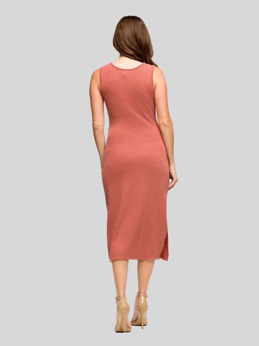 Womens Fitted Sleeveless Side Slit Midi Dress