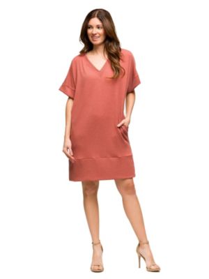 24seven Comfort Apparel Womens V Neck Loose Fit Short Sleeve Pocket T-Shirt Dress, XL