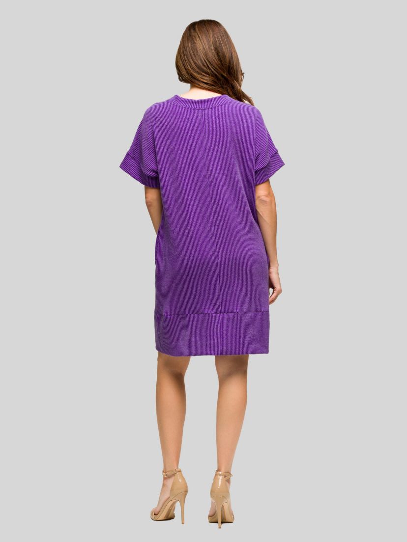 Womens V Neck Loose Fit Short Sleeve Pocket T Shirt Dress
