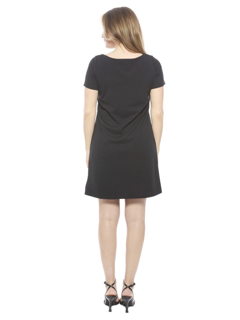 black short sleeve shift dress Short Sleeve Heavy Knit Shift Dress Off White / Small