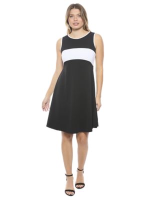 24seven Comfort Apparel Womens Sleeveless Round Neck Knee Length Soft Flare A Line Dress