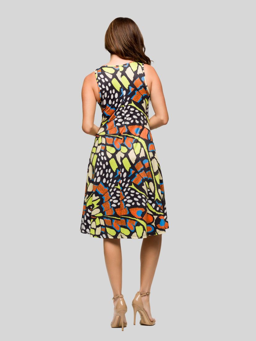 Womens Butterfly Print Sleeveless Knee Length Tank Swing Dress