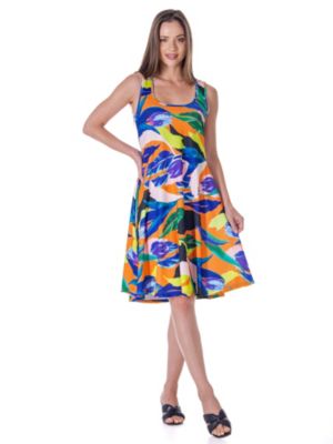 24seven Comfort Apparel Womens Multicolor Sleeveless Knee Length Tank Swing Dress