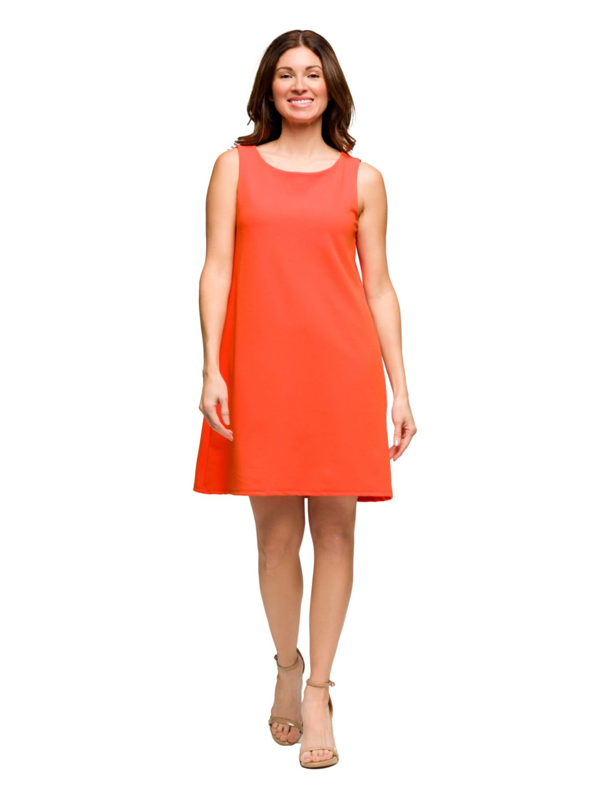 Womens Solid Color Sleeveless Mini Shift Dress