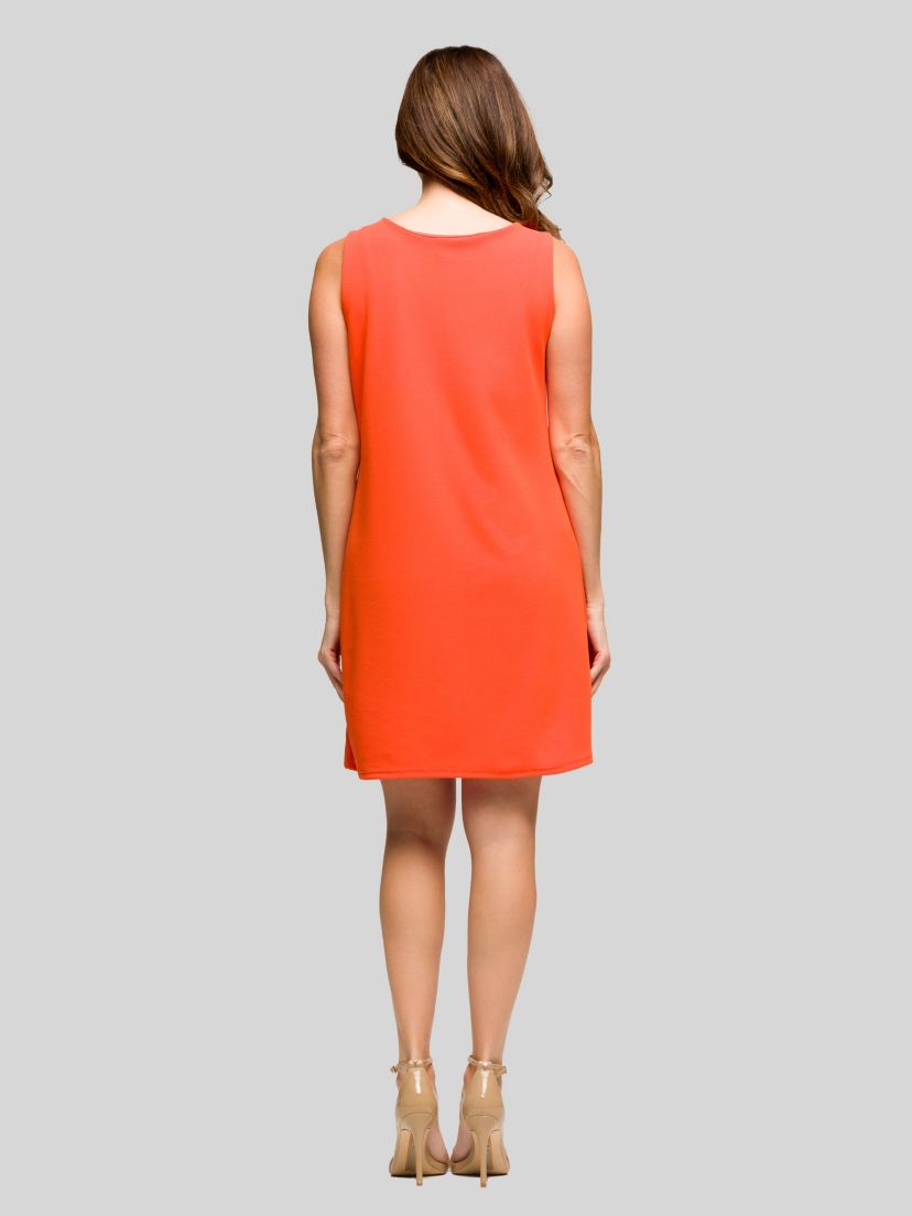 Womens Solid Color Sleeveless Mini Shift Dress