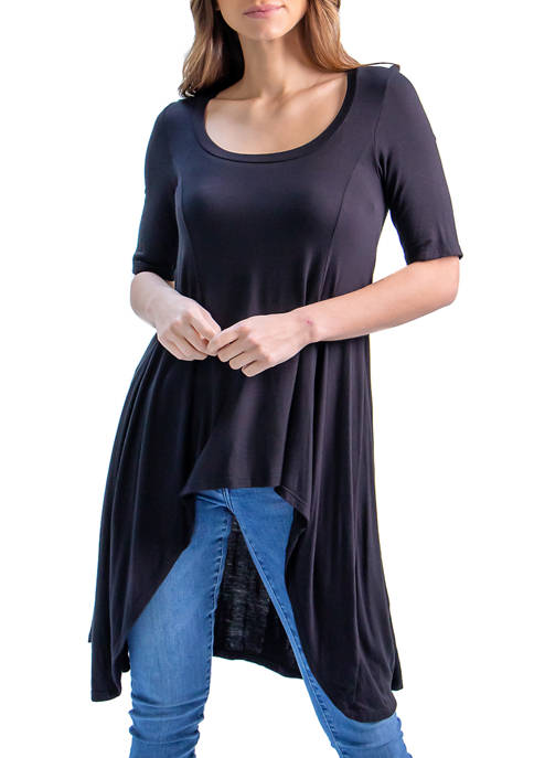 24seven Comfort Apparel Extra Long High Low Tunic