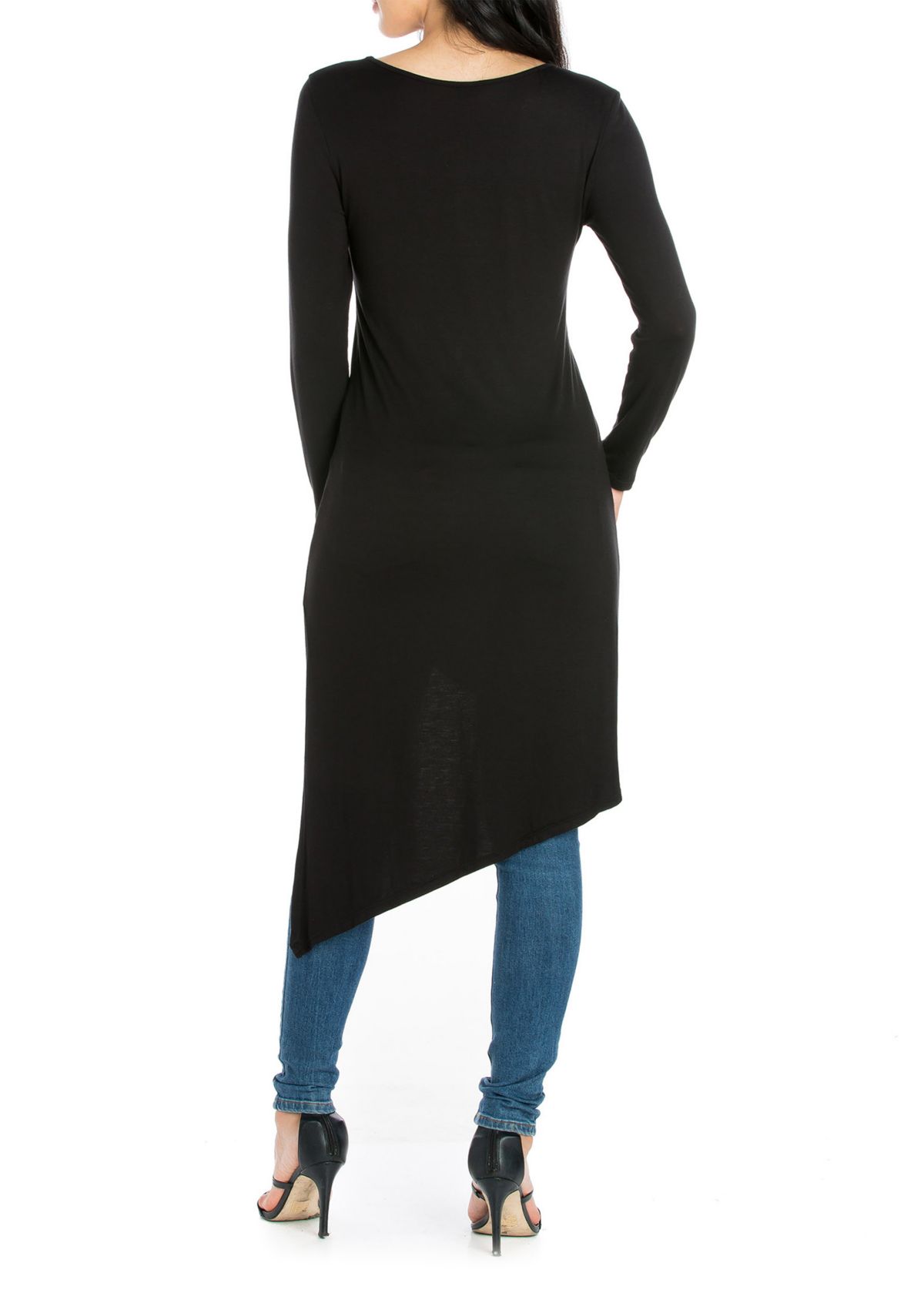 Womens Long Sleeve Knee Length Asymmetrical Tunic Top