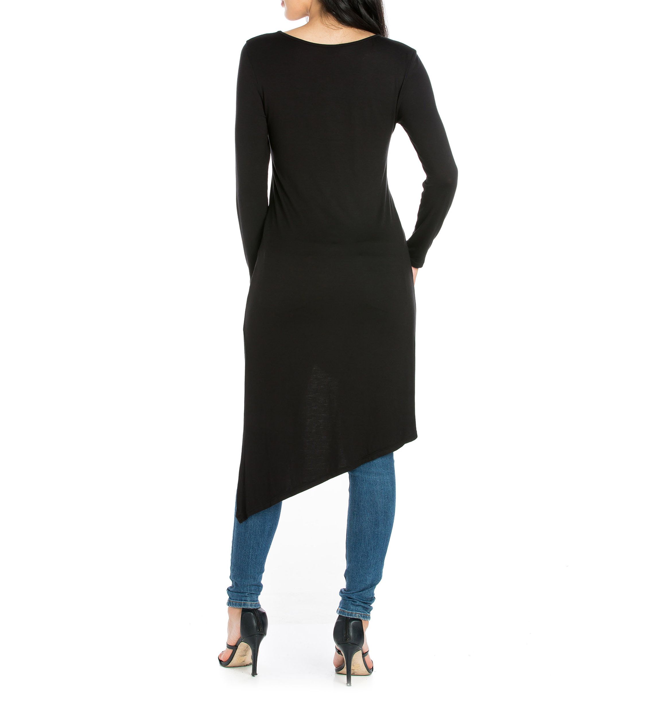 Womens Long Sleeve Knee Length Asymmetrical Tunic Top
