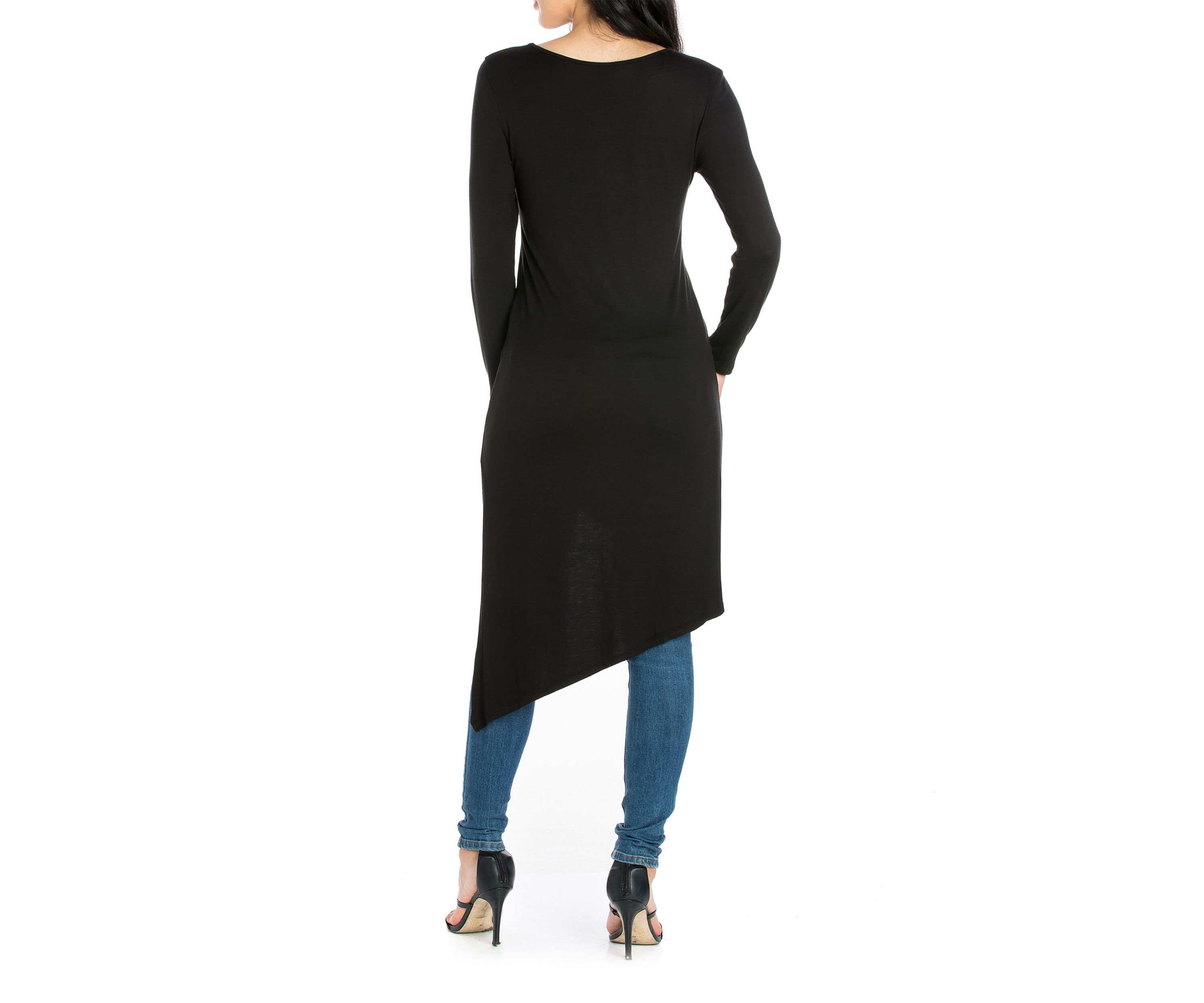 Womens Long Sleeve Knee Length Asymmetrical Tunic Top