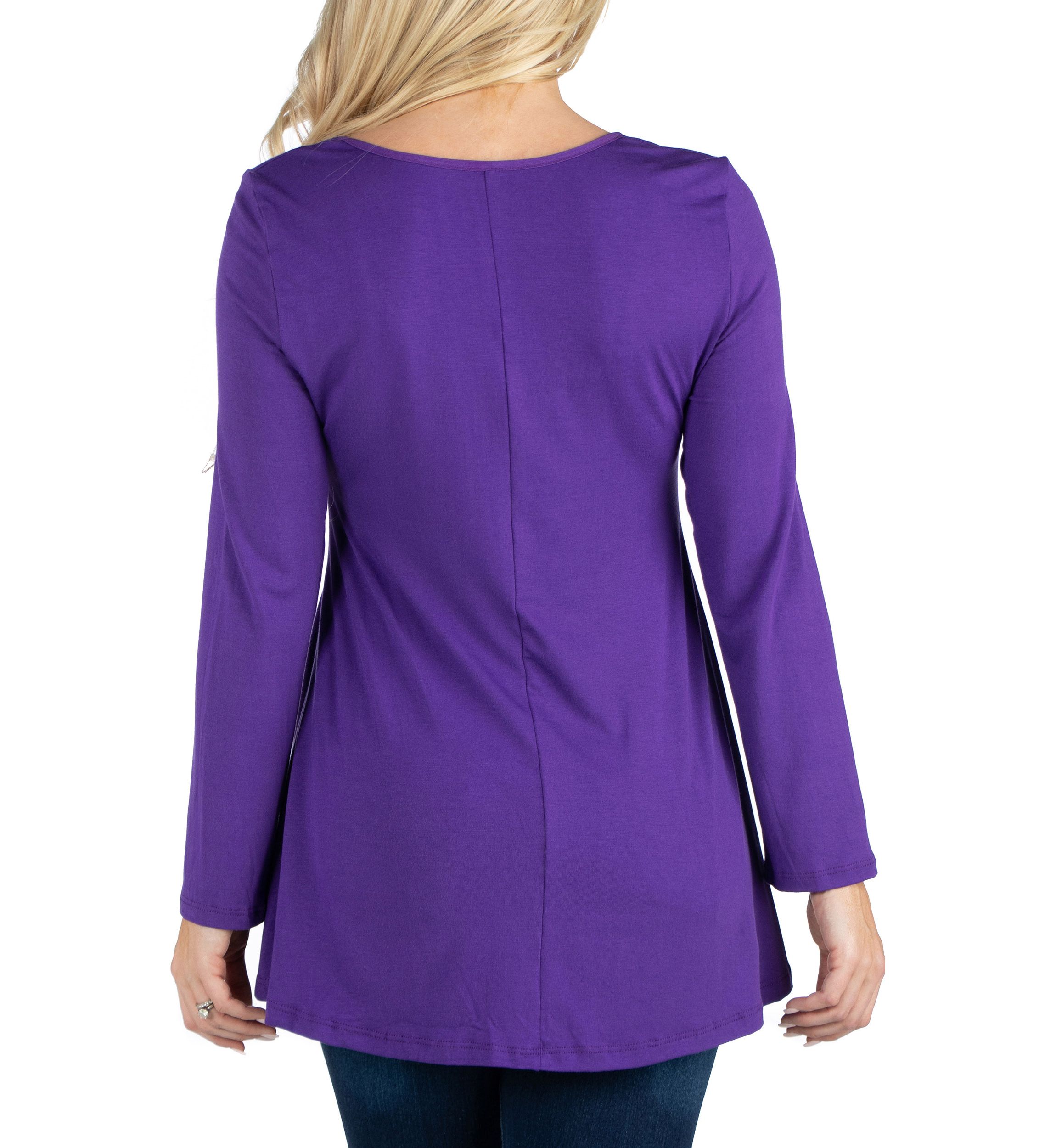 Long Sleeve Solid Color Swing Style Flared Tunic Top