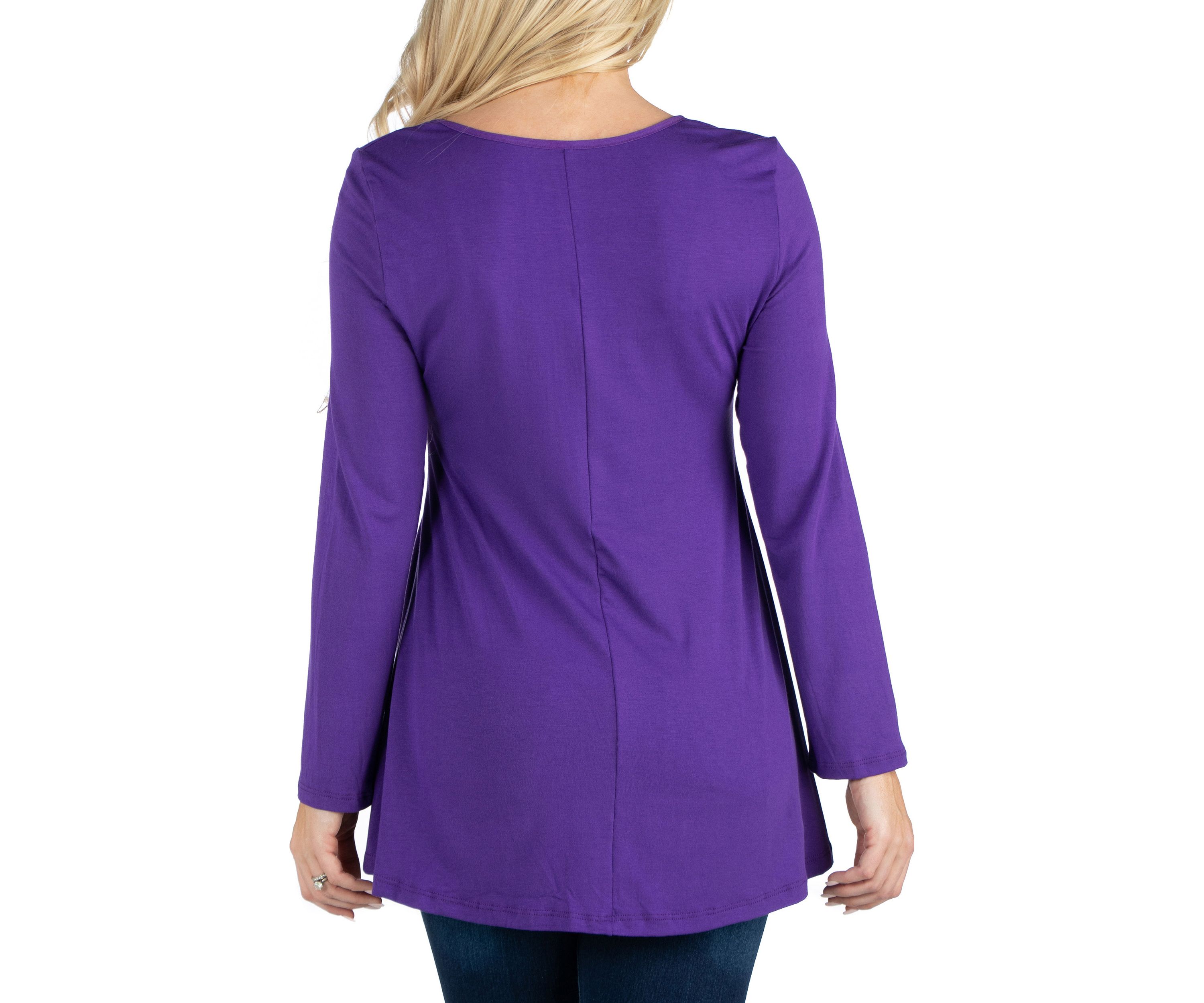 Long Sleeve Solid Color Swing Style Flared Tunic Top