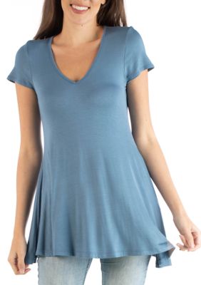 24seven Comfort Apparel Women's Short Sleeve Tunic Top