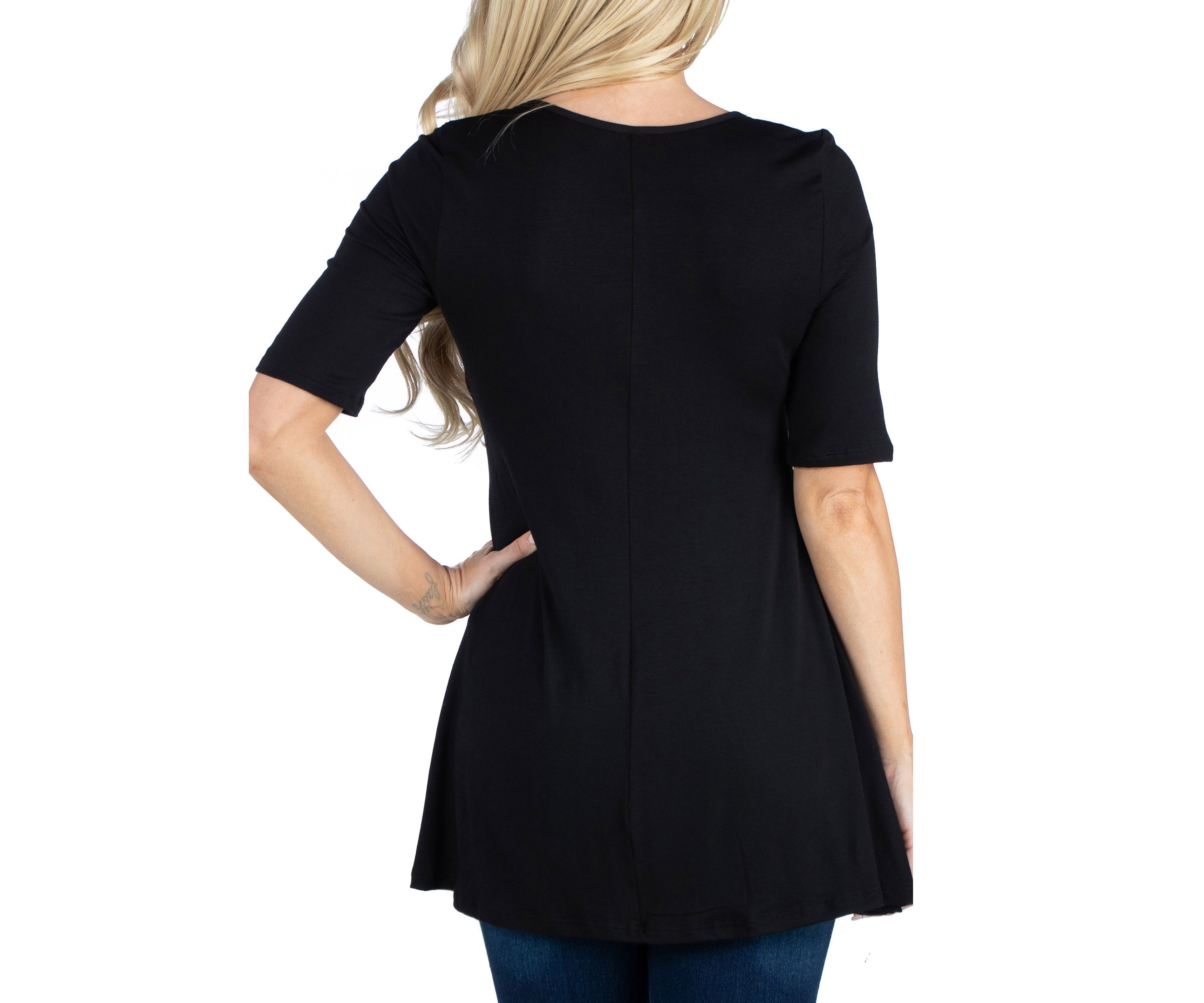 Womens Elbow Sleeve Swing Tunic Top
