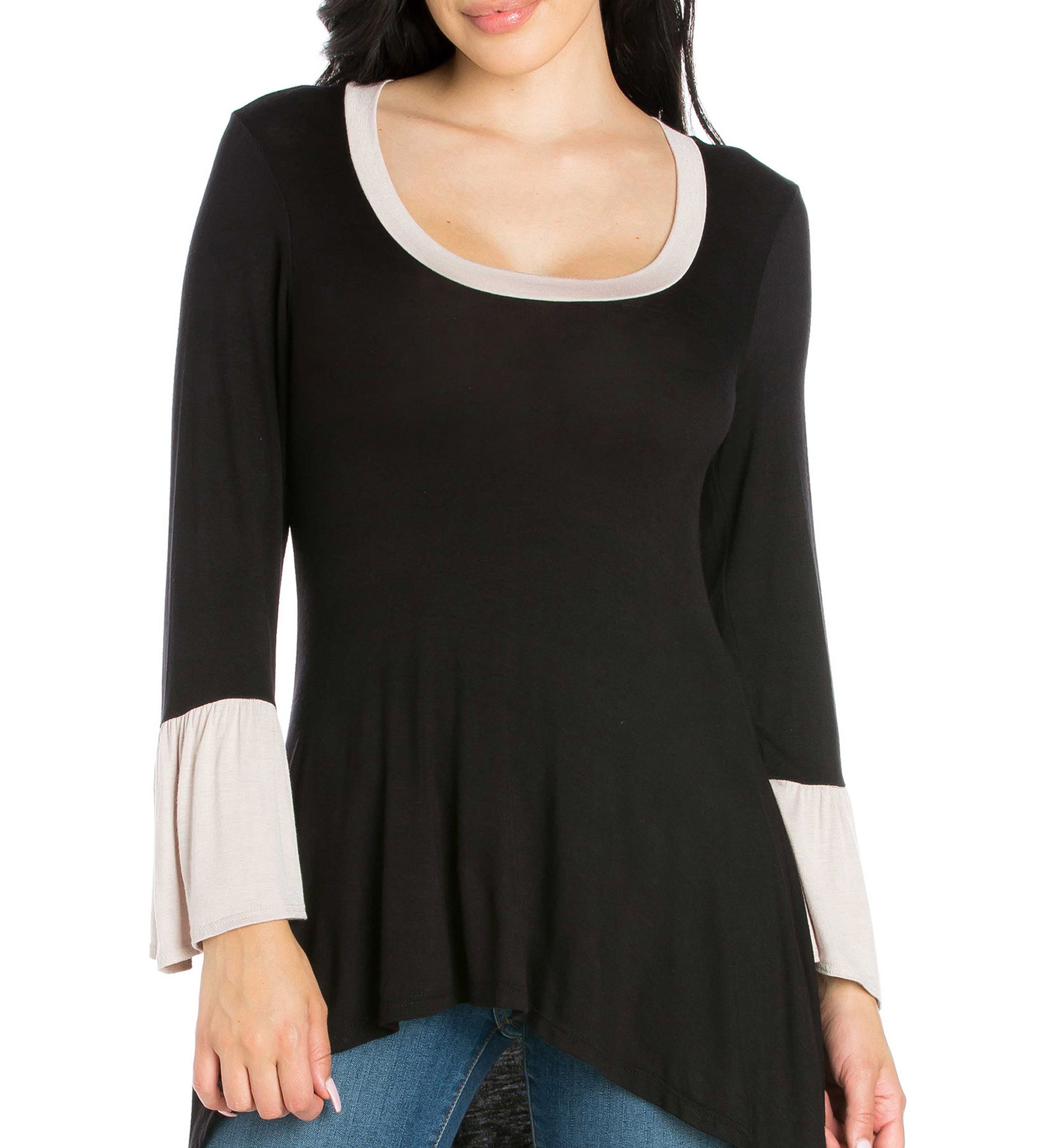 Womens Bell Sleeve High Low Tunic Top