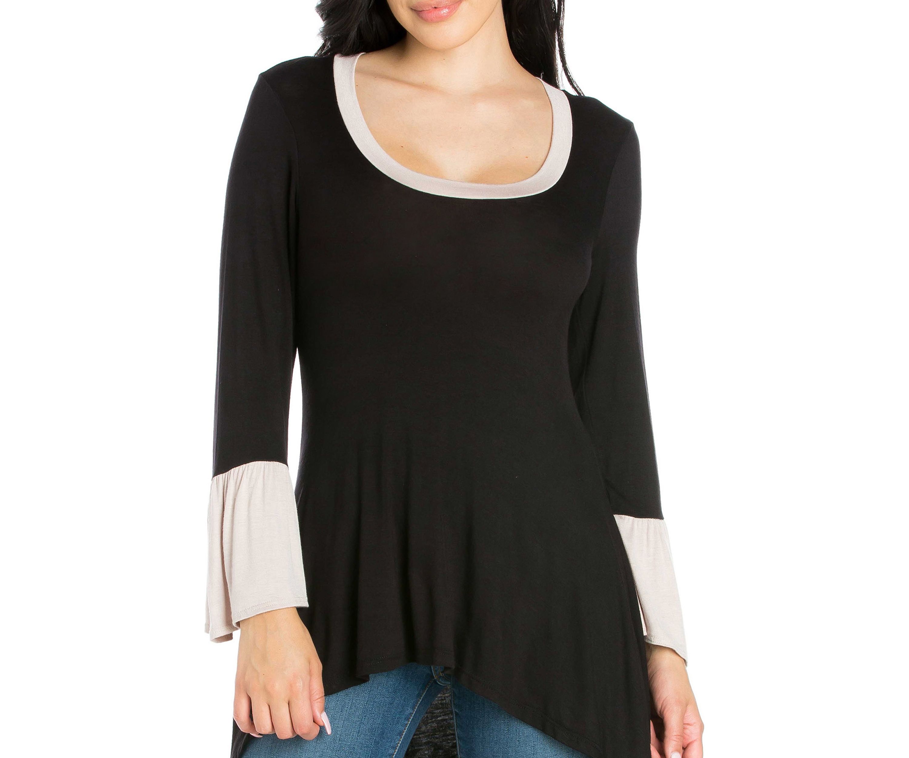 Womens Bell Sleeve High Low Tunic Top